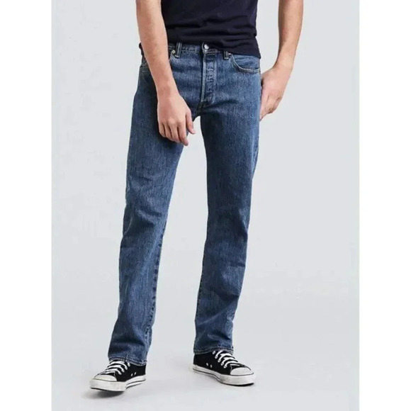 Levi's 501 Medium Blue Wash Button Fly Original Fit Jeans 38 X 32 - Picture 1 of 5